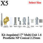5 x kit prothèses angulées 17° multi-unités 1,6 NP conique 2,25 mm titane dentaire