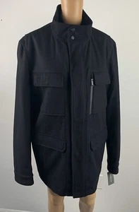 NWT Michael Kors Men’s Black Wool Blend Coat Jacket Size Large Style MMK13029 - Picture 1 of 9