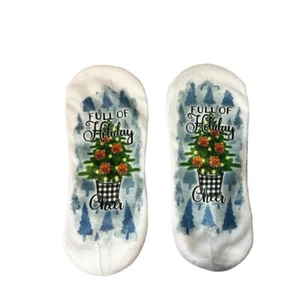 Ugly Christmas Womans Bootie Socks Full of Holiday Cheer (Blue Design) - Picture 1 of 2