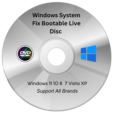 HP Computers RepairRecovery WinPE Disc for W/ 11,10,8,7 Bootable DVD 2025 -NEW - image 1 of 4