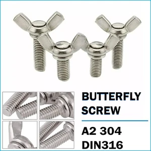 DIN316 A2 Stainless Steel Wing Bolts Butterfly Screw M4 M5 M6 M8 M10 - Picture 1 of 17