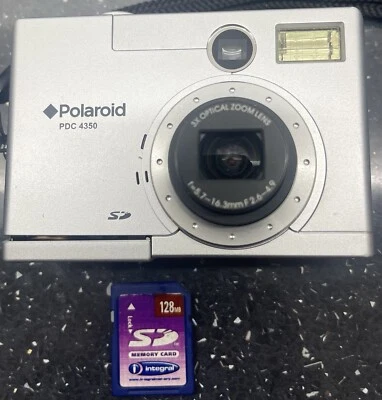Vintage Polaroid Digital Camera PDC 4350 4.2MP & case Silver Tested in VGC + SD  - Image 1 of 4