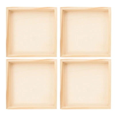 Bandeja para servir madera sin terminar 4 piezas bandejas de madera profesionales para Foto 1 de 4