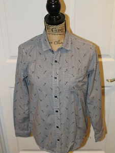 Kinder Place Guitar Marine Kariert Langarm Button Down Hemd Größe 16 XXL - Bild 1 von 6