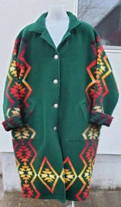 Vtg Pendleton Blanket Jacket Coat Overcoat Beaver State Chief Joseph Green XL - Picture 1 of 15