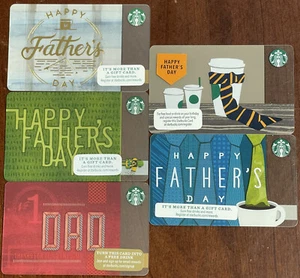 Lot 5 NEW Starbucks Gift Cards Father Father's Day DAD 2012 - 2015 0$ NO VALUE - Imagen 1 de 1