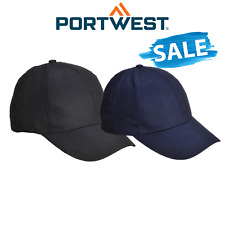 SALE Portwest Six Panel Baseball Cap Adjustable Strap Comfortable Black Cap B010