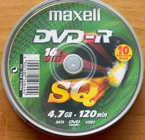 10er Spindel - MAXELL - DVD-R - SQ - 4,7GB/120min - 1-16x - NEUWERTIG! - Afbeelding 1 van 2