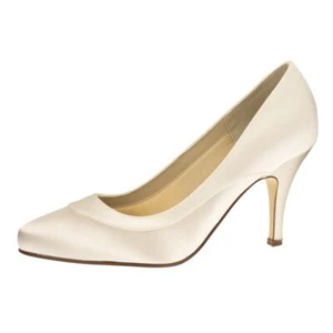Rainbow Club Nicole +FIT Brautschuhe Highheel Pumps Satin Gr. 37,5 Ivory / Creme - Bild 1 von 3