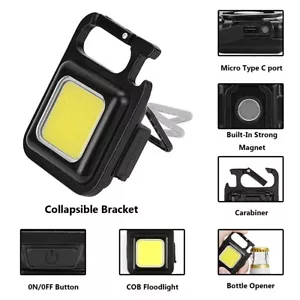 Mini LED Light Flashlight COB Work Rechargeable USB Lamp Torch Pocket Keychain - Picture 1 of 11