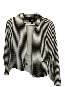 Chaqueta Blazer Moderna para Mujer H&M Negra/Blanca a Rayas Negra Talla 6/Tweed - Imagen 1 de 4