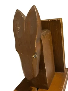 Handmade Folk Art Wooden Donkey Book End Holder DEMOCRAT Slides to Fit Books - Picture 1 of 10