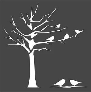 1-8x8 Zoll individuell geschnittene Schablone, (VB-76) Vögel im Baum - Bild 1 von 1