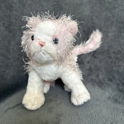 Ganz Webkinz Pink White Cat Plush Stuffed Animal No Code HM189 Fuzzy 8” Need Fix - Image 1 of 4