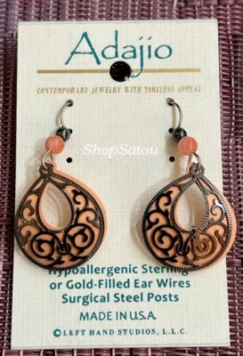NEW ADAJIO Peach Swirl Earrings w/ Beads #7615 - Image 1 of 4