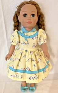 Couture handgefertigte 18" Puppe gelb 50er Stil Kleid und passende Schuhe MD in USA - Bild 1 von 3