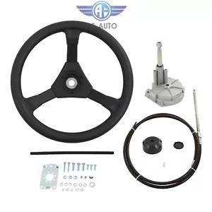 16 FT Boat Rotary Steering System Outboard Kit Marine W/ 13.5" Wheel SS13716 New - Picture 1 of 24