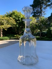 ANTIQUE VICTORIAN  BELL SHAPE PILLAR MOULDED GLASS DECANTER c1850 