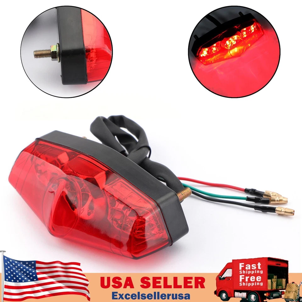 ABS Motorcycle LED Red 12V Brake Stop Running Rear Tail Light Lamp Universal RED - Image 1 of 4