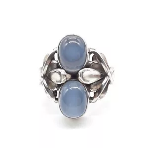 Georg Jensen # 48 Moonlight Blossom Moonstone Silver Ring 925 Size US 5.25 - Picture 1 of 24