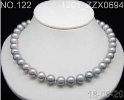 HUGE 18"AAA ROUND 9-10MM PERFECT SOUTH SEA GENUINE GRAY PEARL NECKLACE  - Image 1 of 2