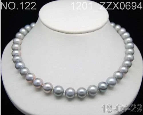 HUGE 18"AAA ROUND 9-10MM PERFECT SOUTH SEA GENUINE GRAY PEARL NECKLACE  - Image 1 of 2