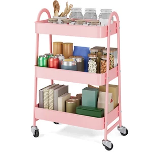 Compact 3-Tier Rolling Cart for Kitchen, Bathroom, Laundry - Metal Organizer - Picture 1 of 28
