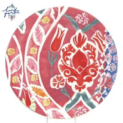 Anthropologie ADELE - TULIPÁN ROSA 10,75" Plato de Cena Flor Floral Pintado a Mano Foto 1 de 4