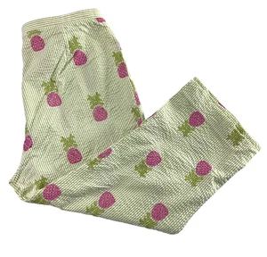 Bushwacker Capri Pants Womens Size 6 Embroidered Pineapple Green White Stripe - Picture 1 of 8