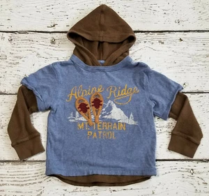 BABY GAP Size 5 Boys Blue Alpine Ridge Long Sleeve Hooded Tee Shirt DC-TT20 - Picture 1 of 3