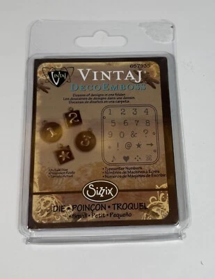 SIZZIX VINTAJ DecoEmboss die  Typewriter Numbers #659358  Emboss Metal, Jewelry - Image 1 of 3