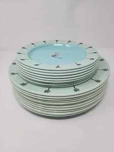 Marmor Canyon Flamingo Emaillegeschirr Teller 11-10 1/4" & Salat 10-8" Teller. 21 Teile - Bild 1 von 11