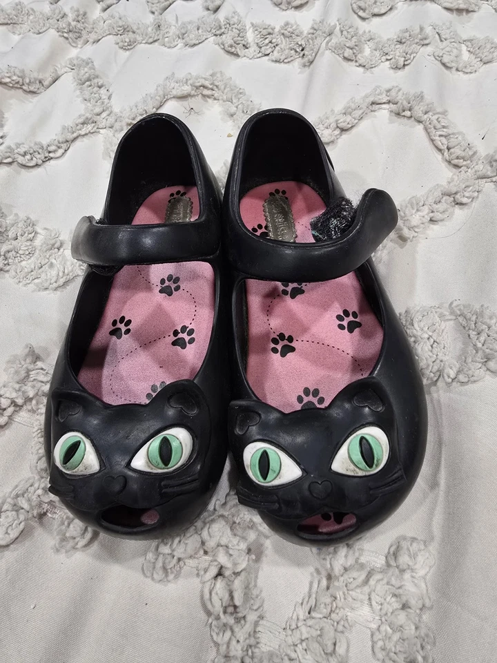 Mini Melissa Negro Gato Mary Jane Zapatos Talla 9 Bebé Niñas Niño Pequeño Foto 1 de 2