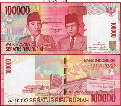 INDONESIA 100.000 100000 RUPIAH 2004 2005 P 146b UNC free shipping from 100$ - Image 1 of 3