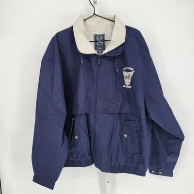 Chaqueta Abrigo Vintage Años 90 Academia de la Fuerza Aérea Para Hombres Talla L Cremallera Completa Azul Ventilado Foto 1 de 4