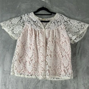 Vintage Bed Jacket Brunch Coat Lingerie Size 14 Pink & White Lace Variety 1970 - Picture 1 of 15