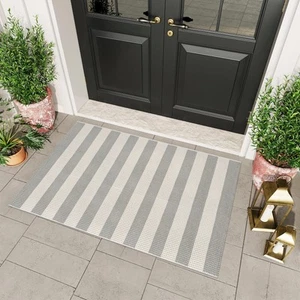 Gray Indoor Outdoor Rugs 3'x5', Washable Area Rug Entryway Rugs Indoor Door M... - Picture 1 of 9