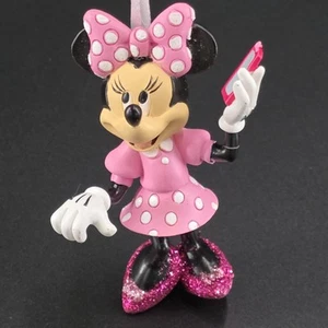 HALLMARK Minnie Mouse In Pink Polka Dot Dress W/ Cellphone Christmas Ornament  - Picture 1 of 2