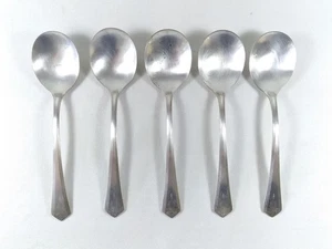 Vintage Oxford Silver Plate Flatware Aurora Soup Spoons - 5 Set - Picture 1 of 7