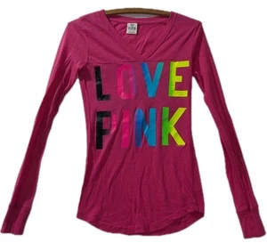 Victoria’s Secret Pink Y2K LOVE PINK Neon Langarmshirt Damen XS Fairycore - Bild 1 von 8