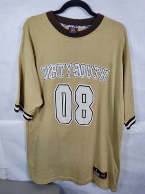 Camisa estilo jersey grande de gran tamaño marca Y2K "Dirty South" marrón/baige de colección Foto 1 de 4