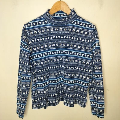 Lands End Women's Long Sleeve Top Petite Small 6-8 Snowflake Winter Theme - Image 1 of 4