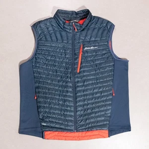 Eddie Bauer First Ascent Goose Down 800 Full Zip Puffer Vest Men's 2XL Blue/Red - Picture 1 of 11