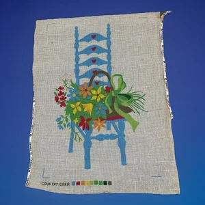 The Extension Needlepoint Canvas Country Chair Flowers Farm Countrycore Bouquet - Picture 1 of 10