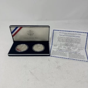 1999 Yellowstone National Park Proof/Unc Silver Dollar Commemorative 2 Coin Set - Picture 1 of 5