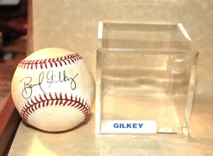 Signed Official MLB Baseball, BERNARD GILKEY, Cardinals, Mets, Airiz.w/Case -COA - Picture 1 of 1