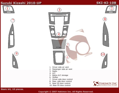 JUEGO INTERIOR PARA SUZUKI KIZASHI 2010-2015 ALUMINIO CARBONO MADERA CEREZO TABLERO MOLDURAS KIT Foto 1 de 4