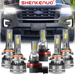 For Ford Explorer 2011-2015 6x LED Headlight Hi/Lo Fog Light Bulbs Combo Kit V15 - Picture 1 of 16