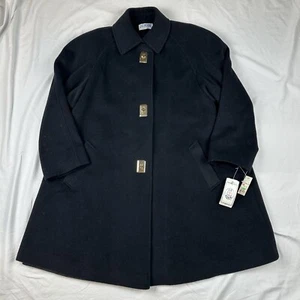 Neu mit Etikett Vintage JG Hook Damen langer schwarzer Wollmantel Erbse gefüttert Größe 6 hergestellt in den USA - Bild 1 von 15