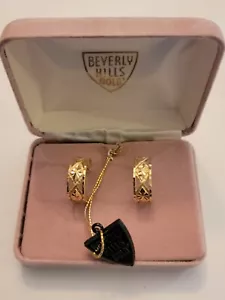 Vintage 14K Beverly Hills Gold Diamond Cut 3/4" Diameter Hoop Earrings - Picture 1 of 8